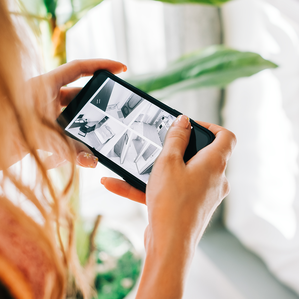 Home security camera alerts viewed on a smartphone.