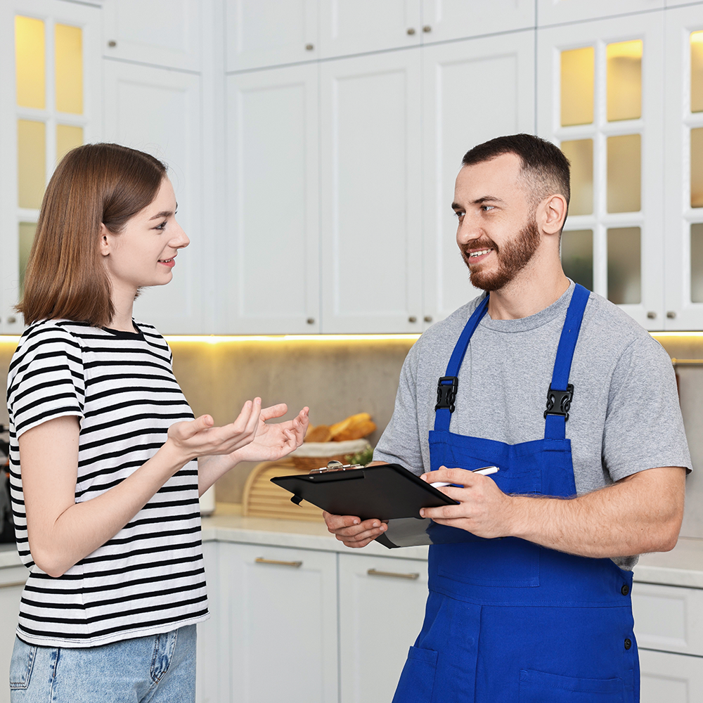 Home security consultation with a service professional.