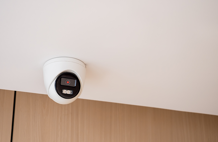 Indoor security camera installed in a home.