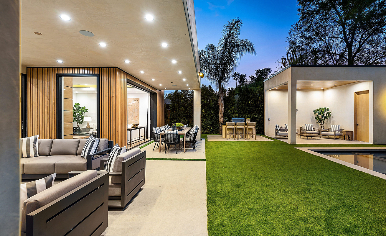 Modern outdoor living and patio area.