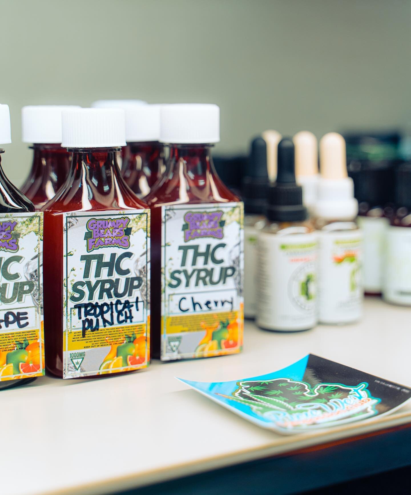 If you&rsquo;re feeling more like sippin&rsquo; than smokin&rsquo; today, any of these dank syrups from @grumpybearsfarms should do the trick 🤤 

Grape, Cherry &amp; Tropical Punch all available for you to stop by and try 🍇🍒🌴🍉 

#syrup #infuseds