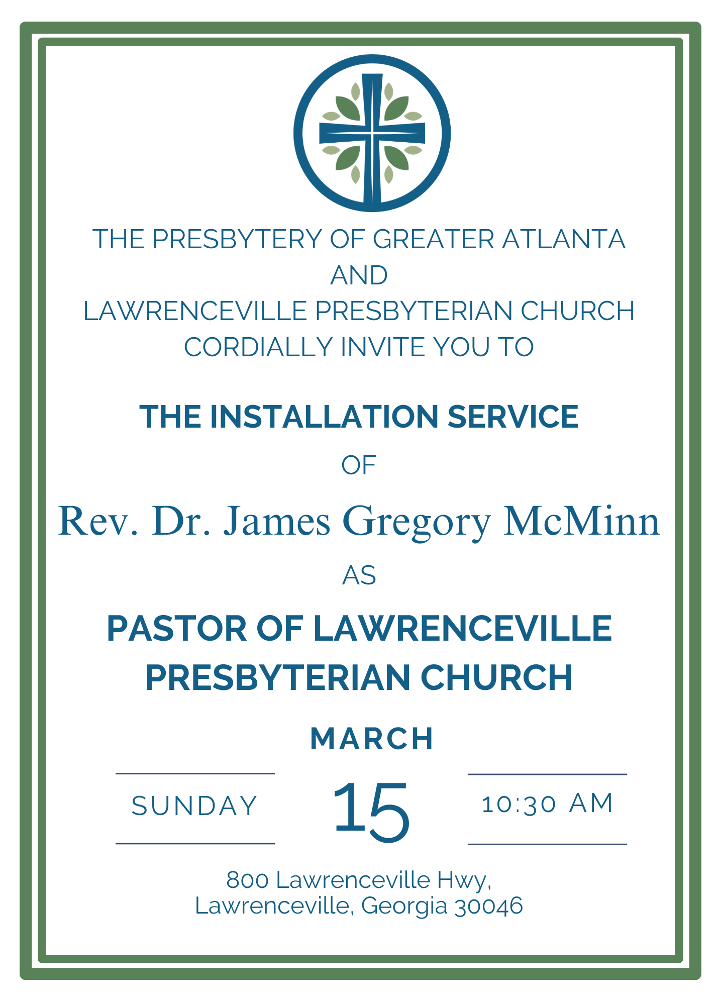 Installation of Greg McMinn