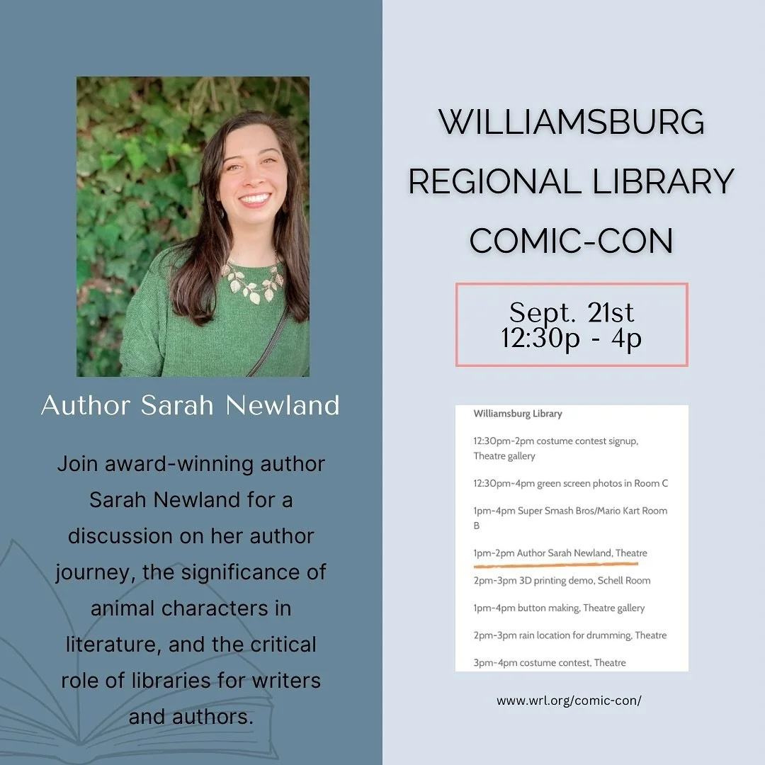 โจTOMORROWโจ
Join me in the *utterly surreal experience* of gathering with fellow book nerds to chat about:
๐ my books
๐๏ธ my author journey
๐ animal characters in literature (it makes sense - I’m a vet tech ๐)
โค๏ธ and how crucial libraries a