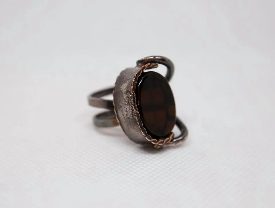 Oxidized Smokey Quartz Ring 