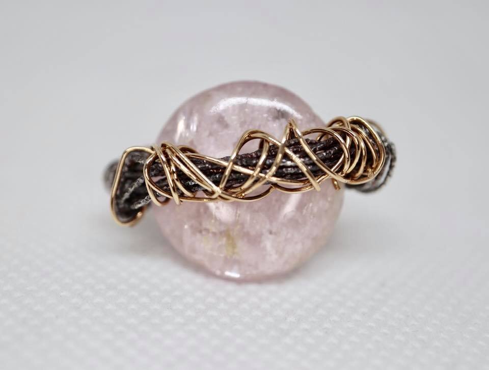 Round Kunzite Ring 