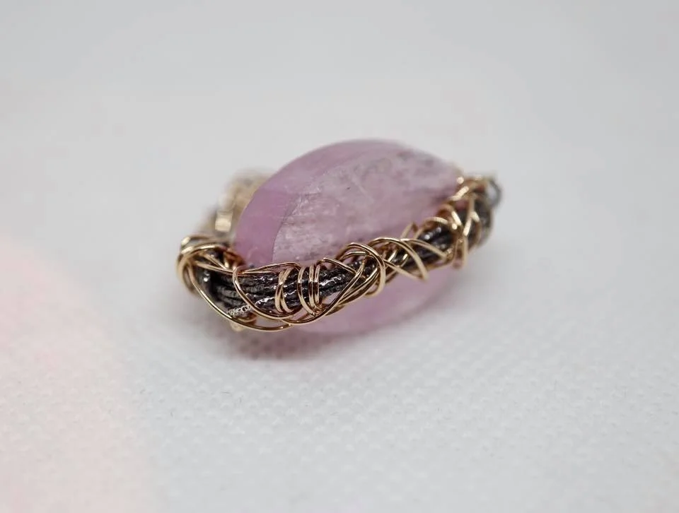 Woven Oval Kunzite Ring 