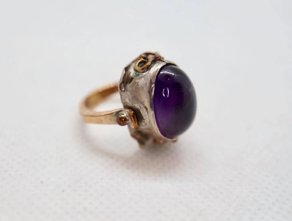 Vintage-detail Amethyst Ring 