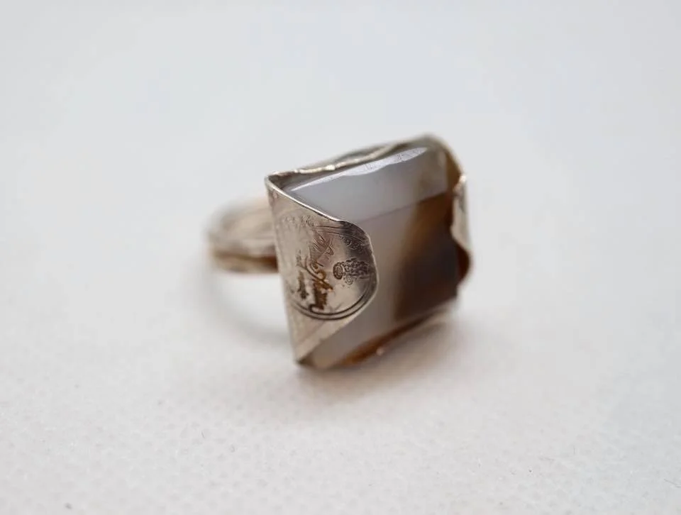Square Dendritic Agate Ring