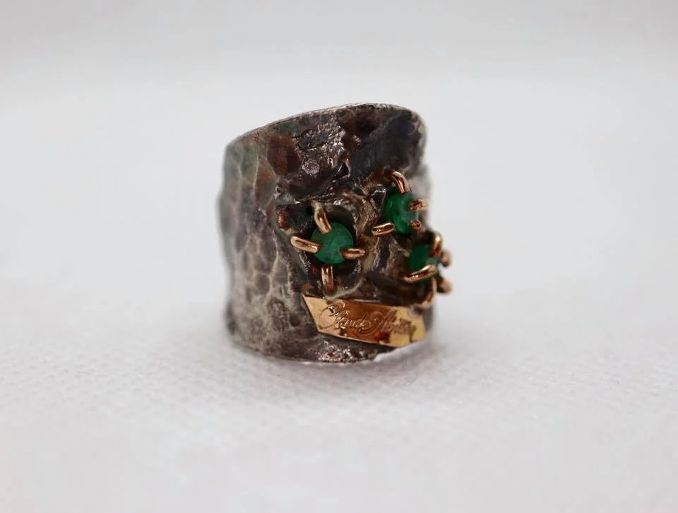 Reticulated Raw Emerald Ring
