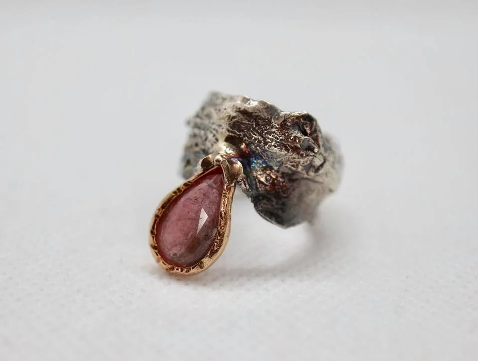 Pink Tourmaline Briolette Ring 