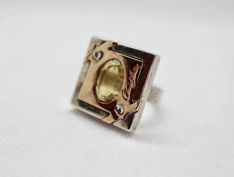Lime Quartz Squared Ring