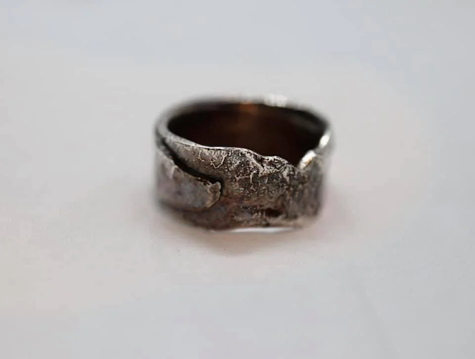 Reticulated Silver/14k Band 