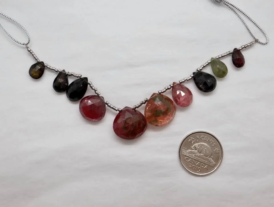 Natural Tourmaline Briolette Strand