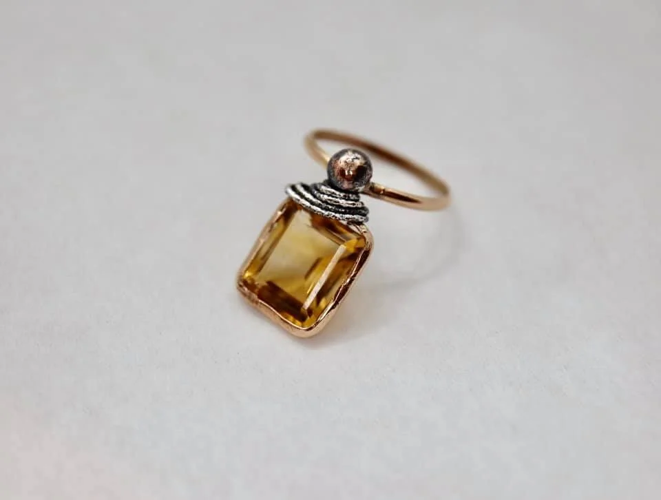 Rectangle Citrine Ring 