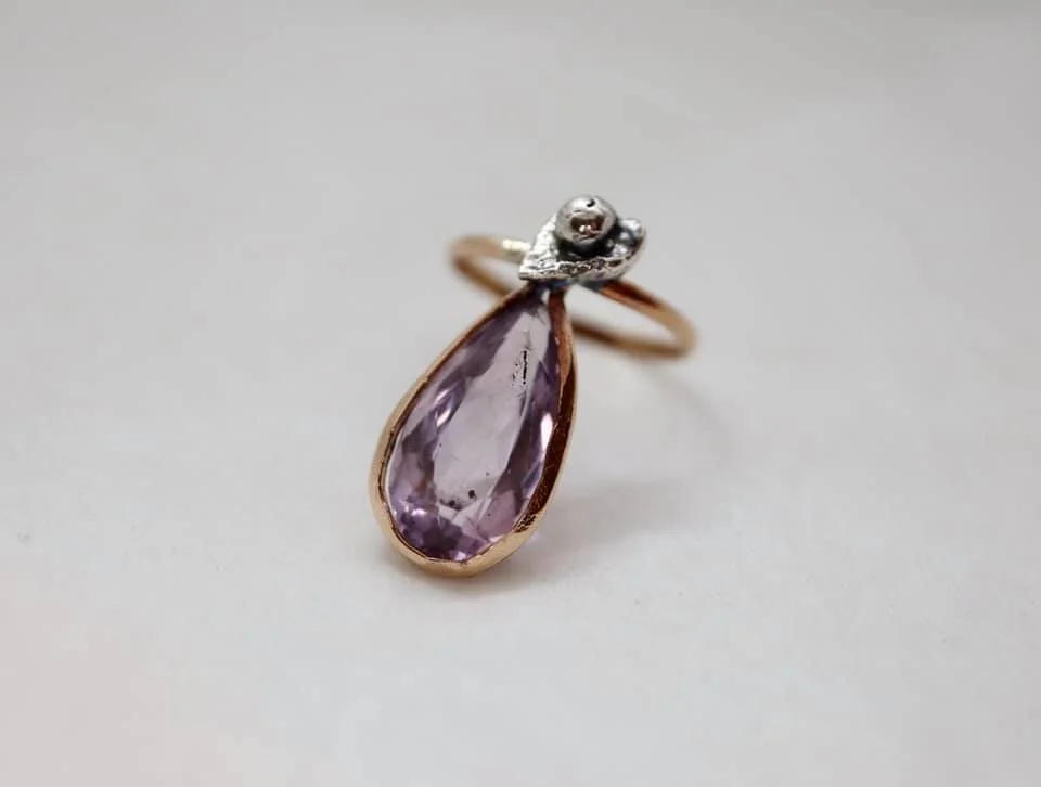 Long Pear-shape Amethyst Ring