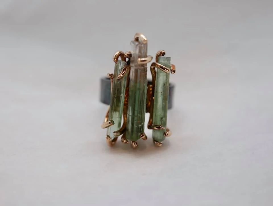 Triple Tourmaline Bar Ring 