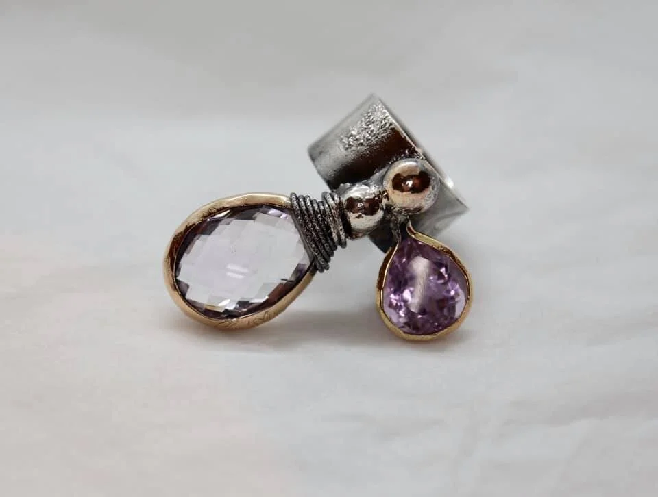 Pink and Purple Amethyst Ring