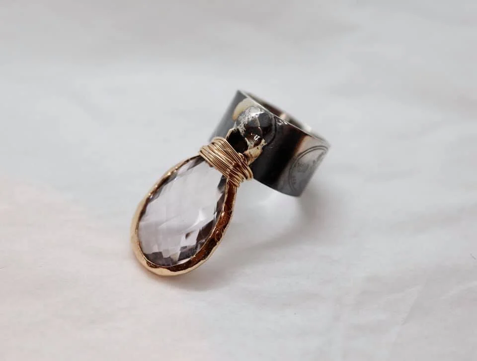 Long Pink Amethyst Ring 