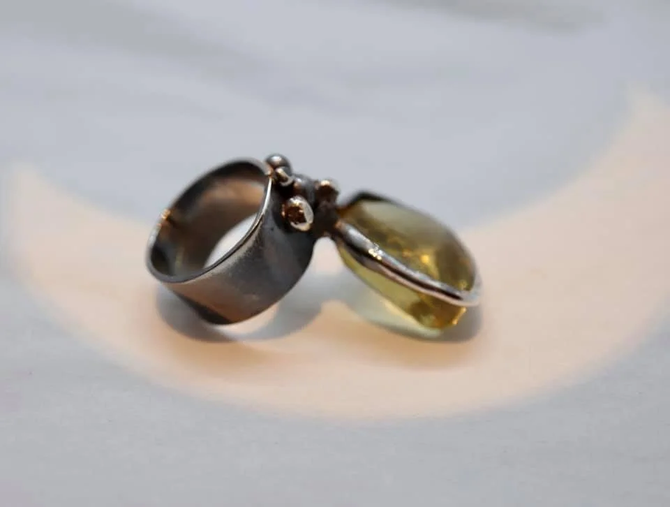 Lime Quartz Armour Ring