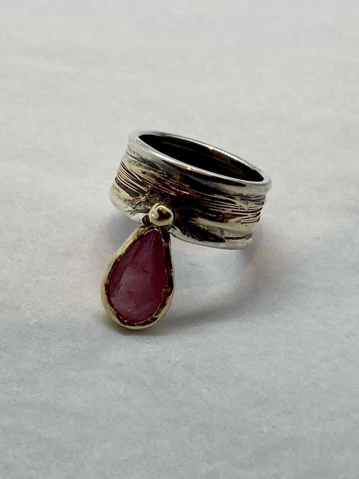 Natural Pear-Shape Ruby Ring