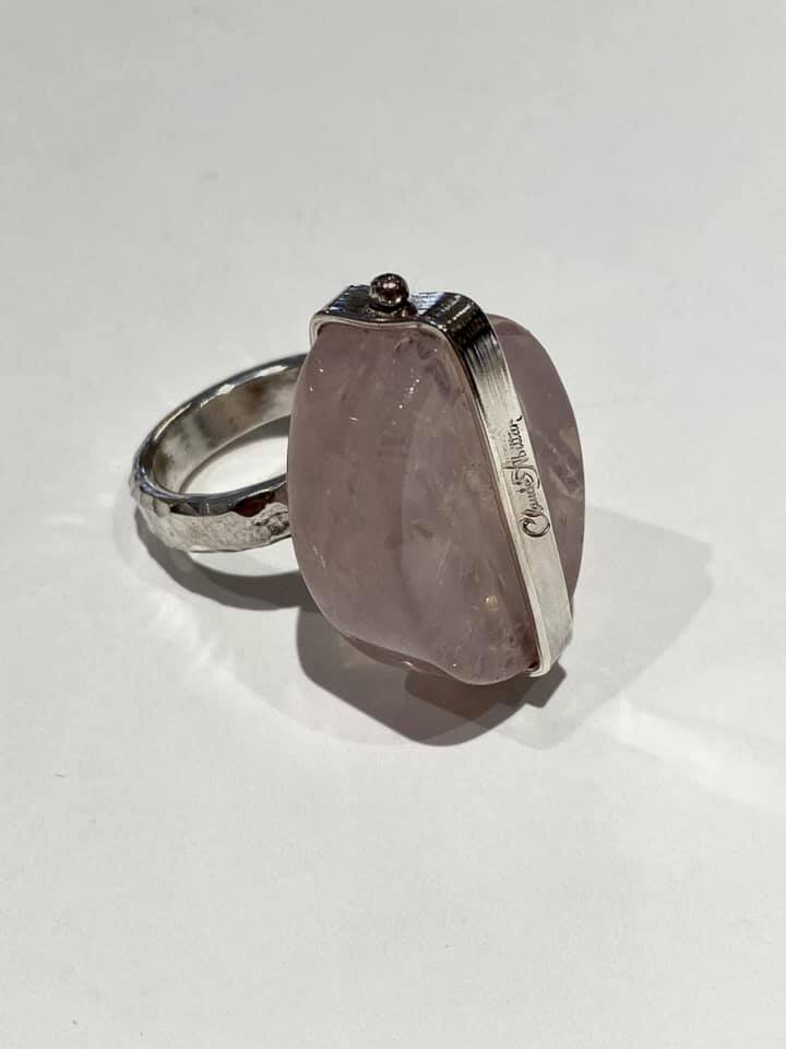 Rose Quartz Pierced Ring