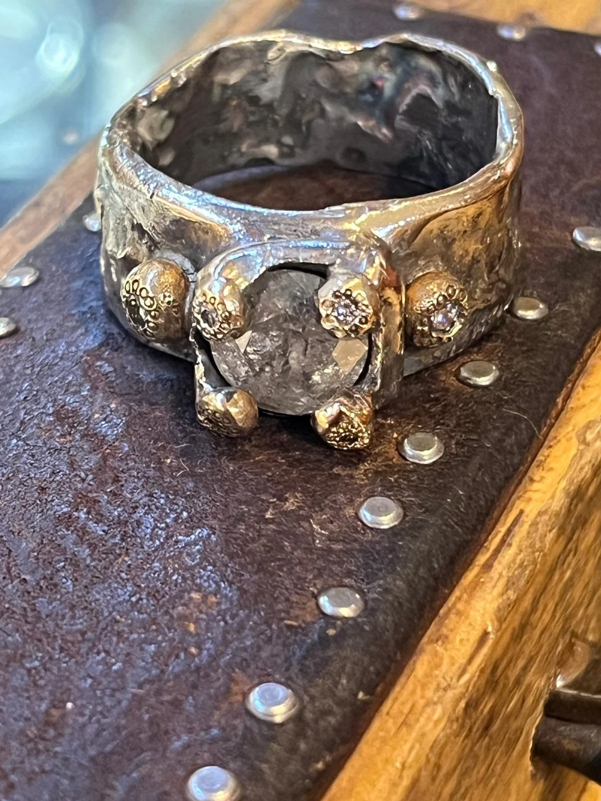 Salt and Pepper Diamond Ring