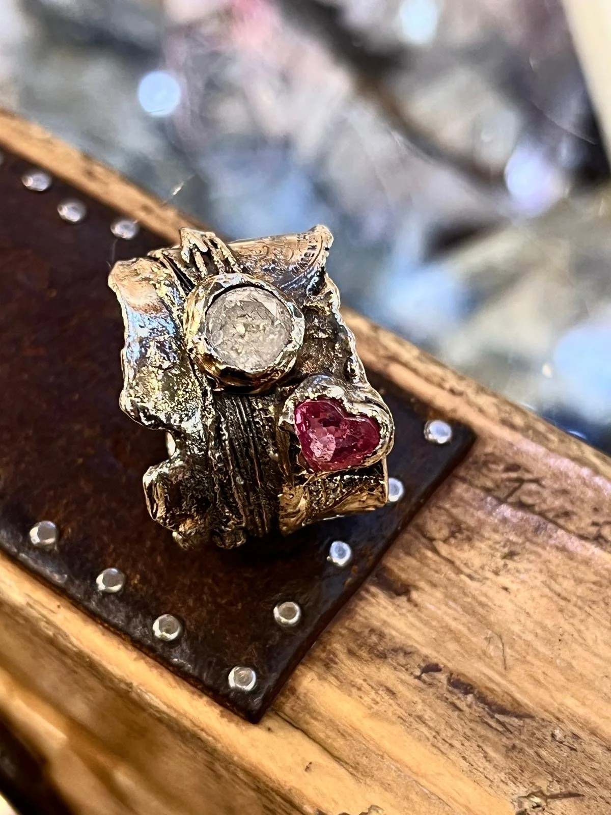 Heart Shape Ruby and Diamond Ring