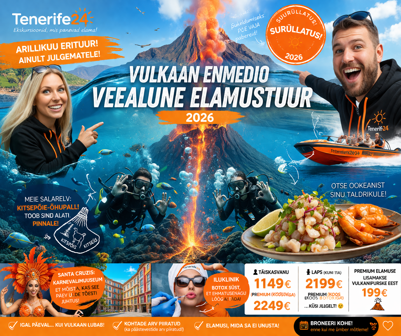 SUURÜLLATUSTUUR 🌋 🌊 "VULKAAN ENMEDIO VEEALUNE ELAMUSTUUR" 2026 – ainult julgematele!