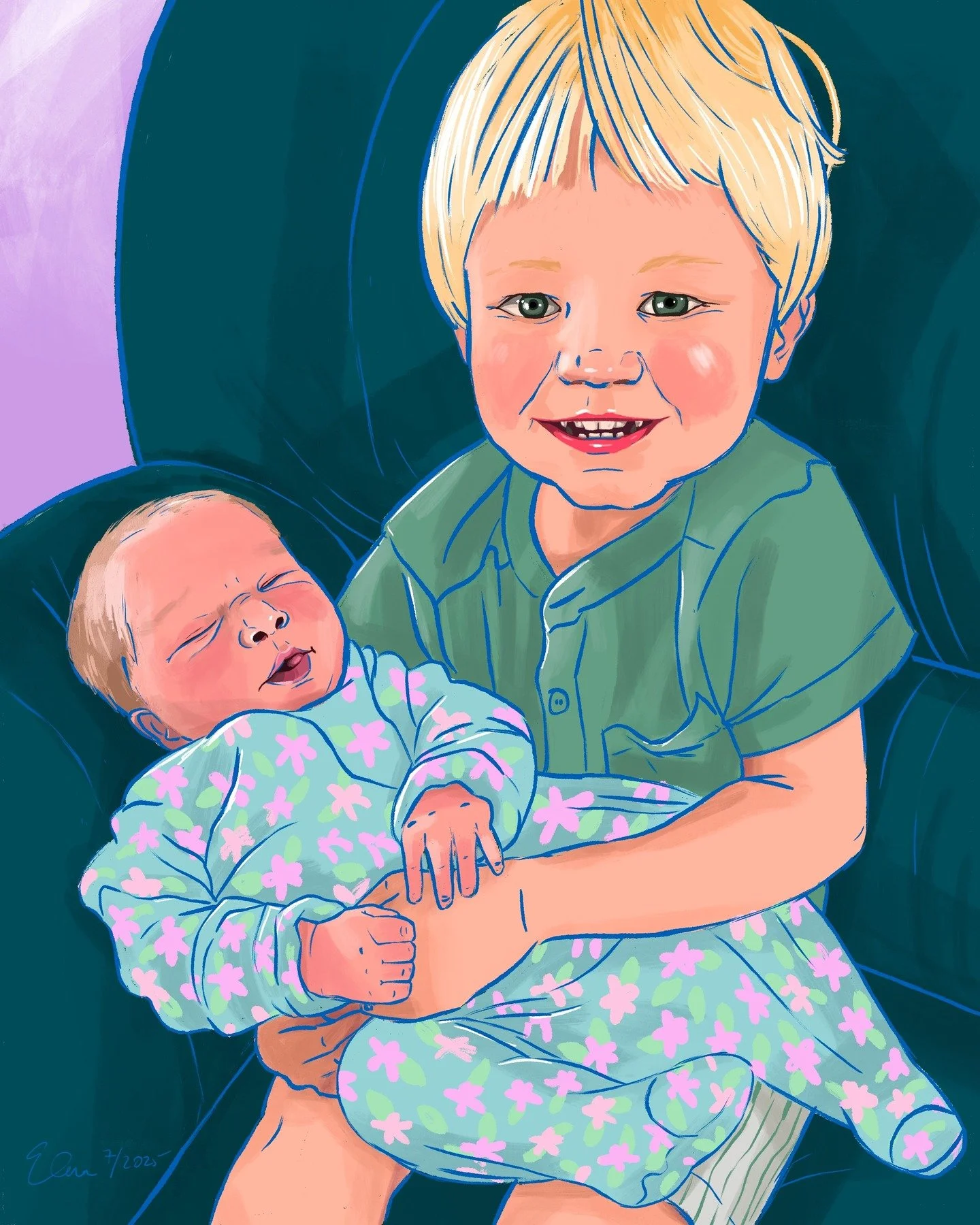 Custom portrait for a lovely family at our school, capturing a very special moment. I love custom commissions--get in touch if you ever want your own!