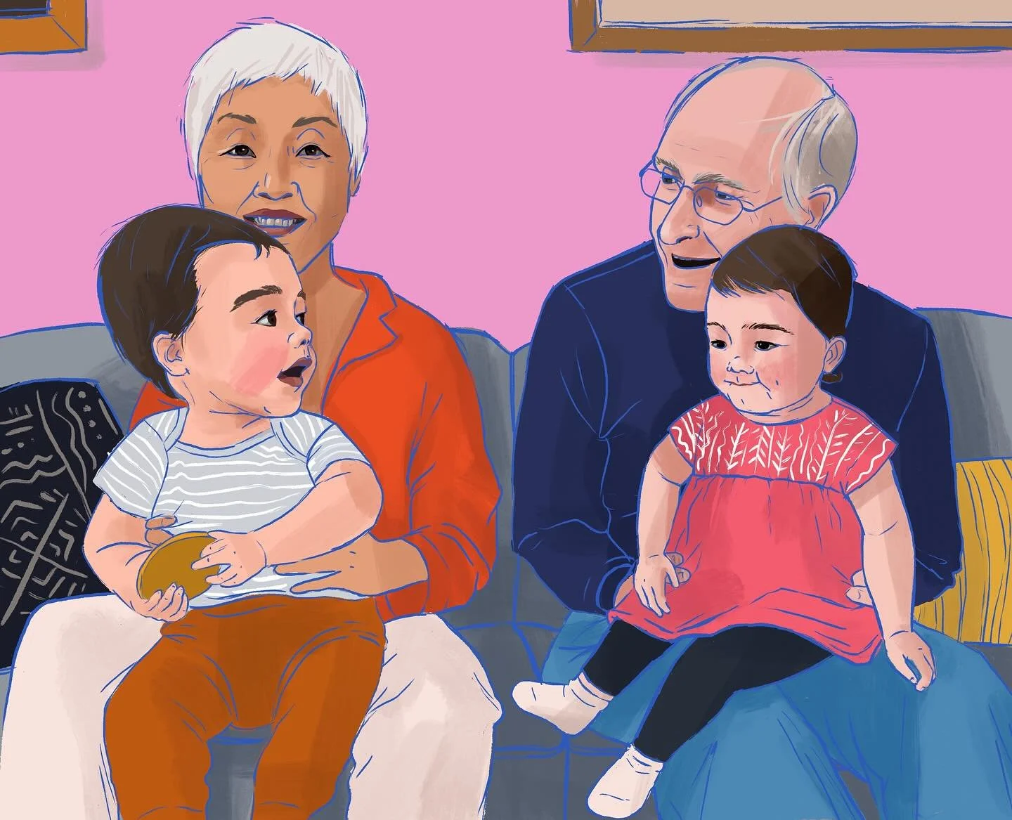 My parents and my kids&mdash;a portrait from the baby days 🥲