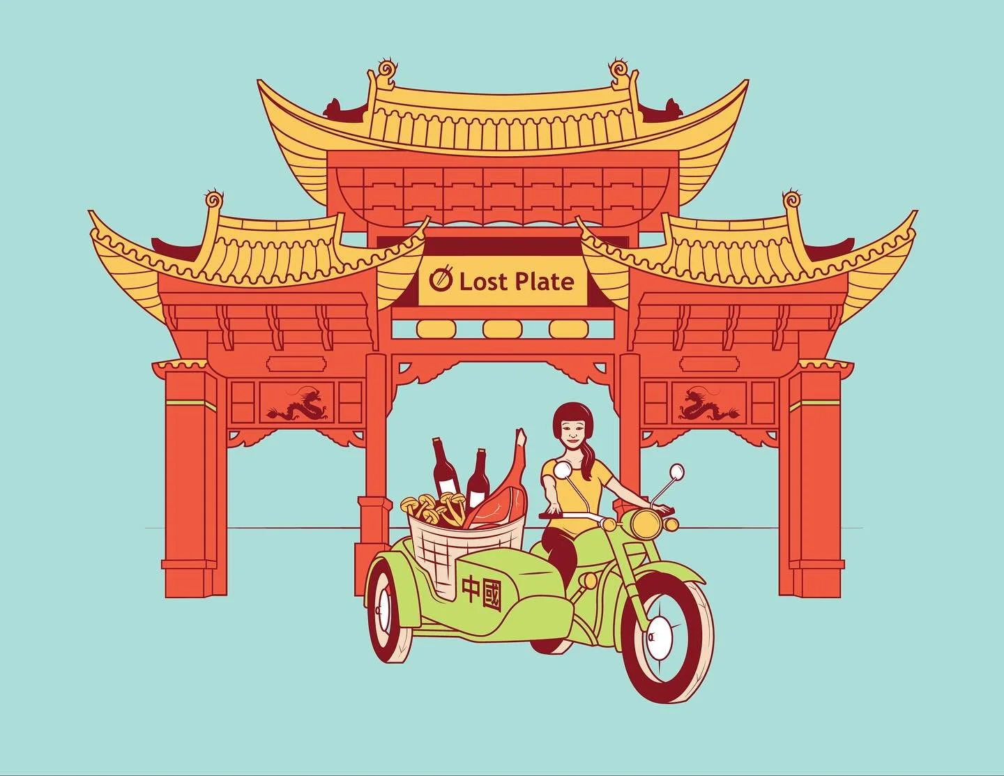 Just wrapped up this cute little illustration for @lostplatefoodtours&rsquo; Yunnan/Guilin/Ningxia foodie tours 🍛 What are moto sidecars for if not for hauling giant baskets of local delicacies?!