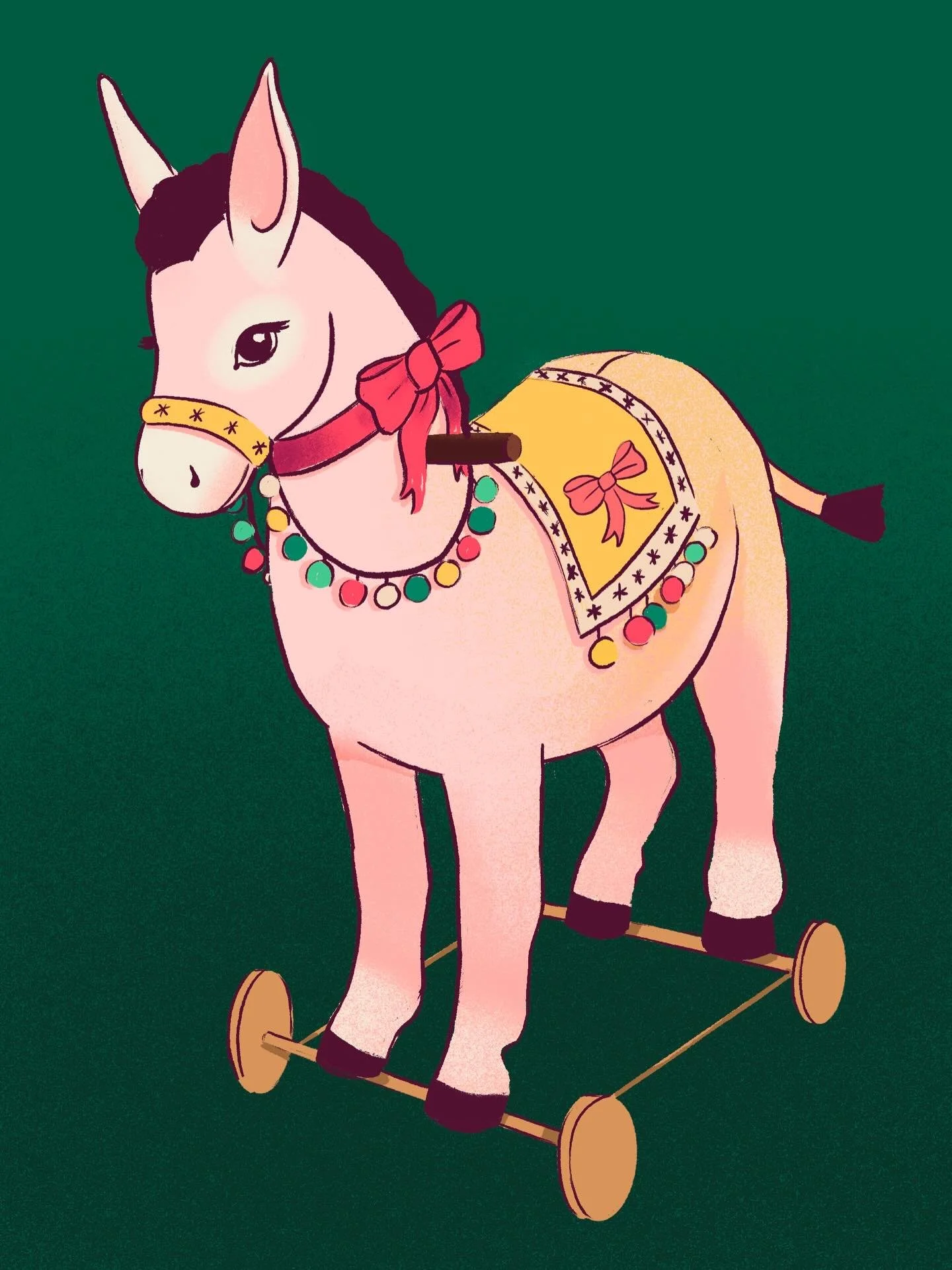 #12daysofcreativecheer2025 prompt of the day: Vintage toy chest. I initially illustrated out a whole scene for this one, with a Christmas tree and other toys and wrapping paper and ribbons and and and&hellip;. But it got way too overworked and after 