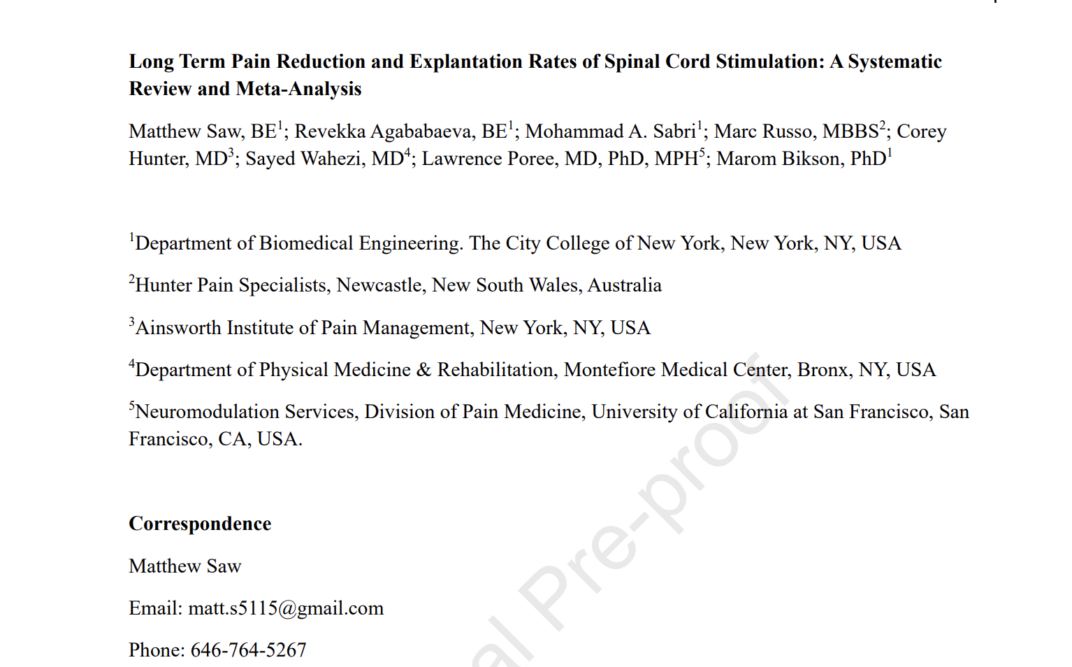 New paper: Long Term Pain Reduction and Explantation Rates of SCS