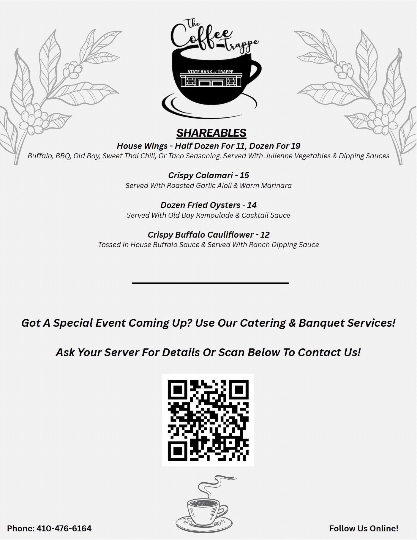 Coffee Trappe fall appetizers menu