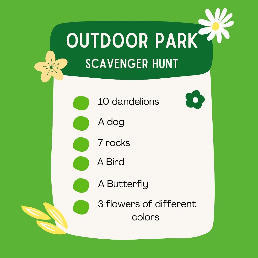 #HAVIFunfriday 

Making your weekend park visits a little more exciting!!

Here is a fun and engaging scavenger hunt list to use on your next visit ☀️

Have a great weekend from HAVI 🌈

happyvillageintl #neurodiverse #Havi #family #montreal #Canada 