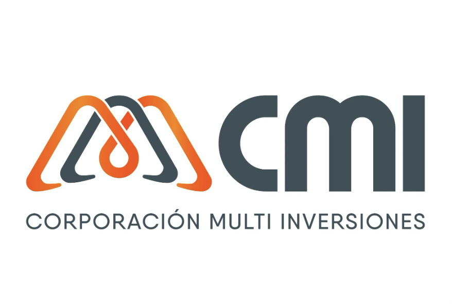 Logotipo de la Corporación Multi Inversiones (CMI) con un diseño abstracto en tonos naranjas y grises y el texto 'C M I' y 'Corporación Multi Inversiones' debajo.