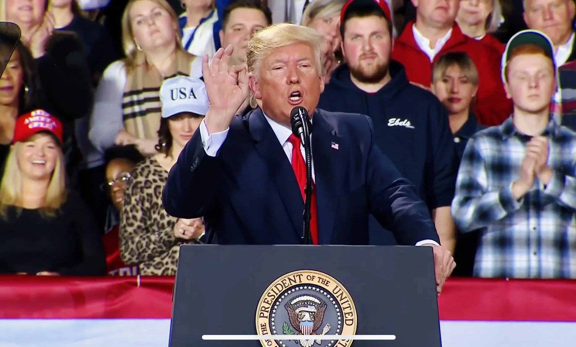 Trump Rally Attendants Cheer For Recent Polls That Support Impeachment