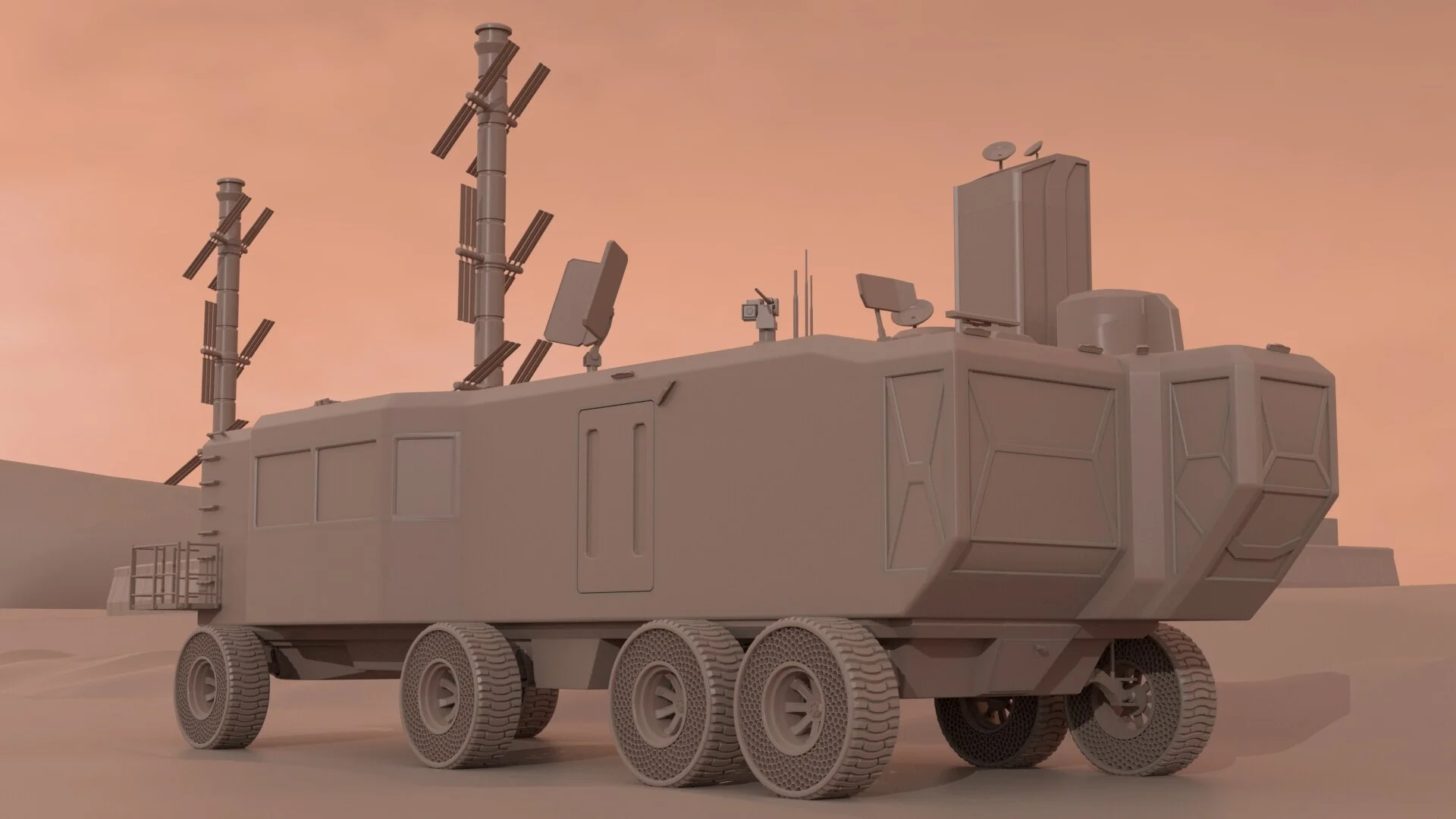 A clay render of the overall Scene