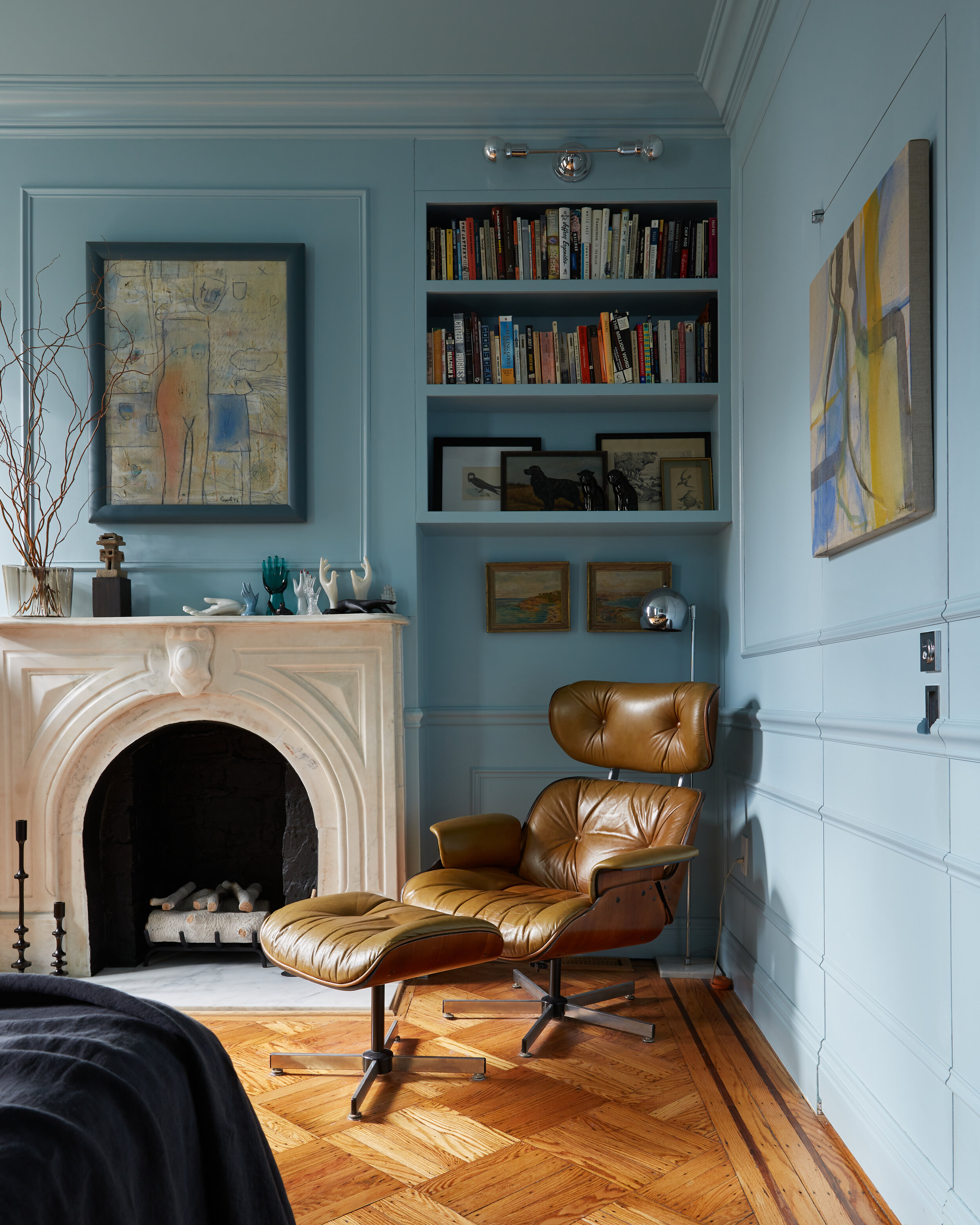 Soft Blue Brownstone Bedroom Brooklyn Interior Designer Acm Interiors 