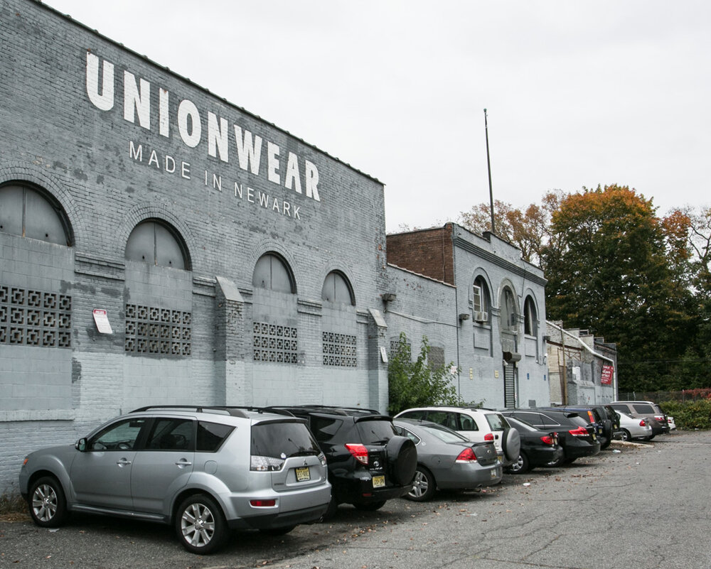Outside the Unionwear factory in Newark, NJ