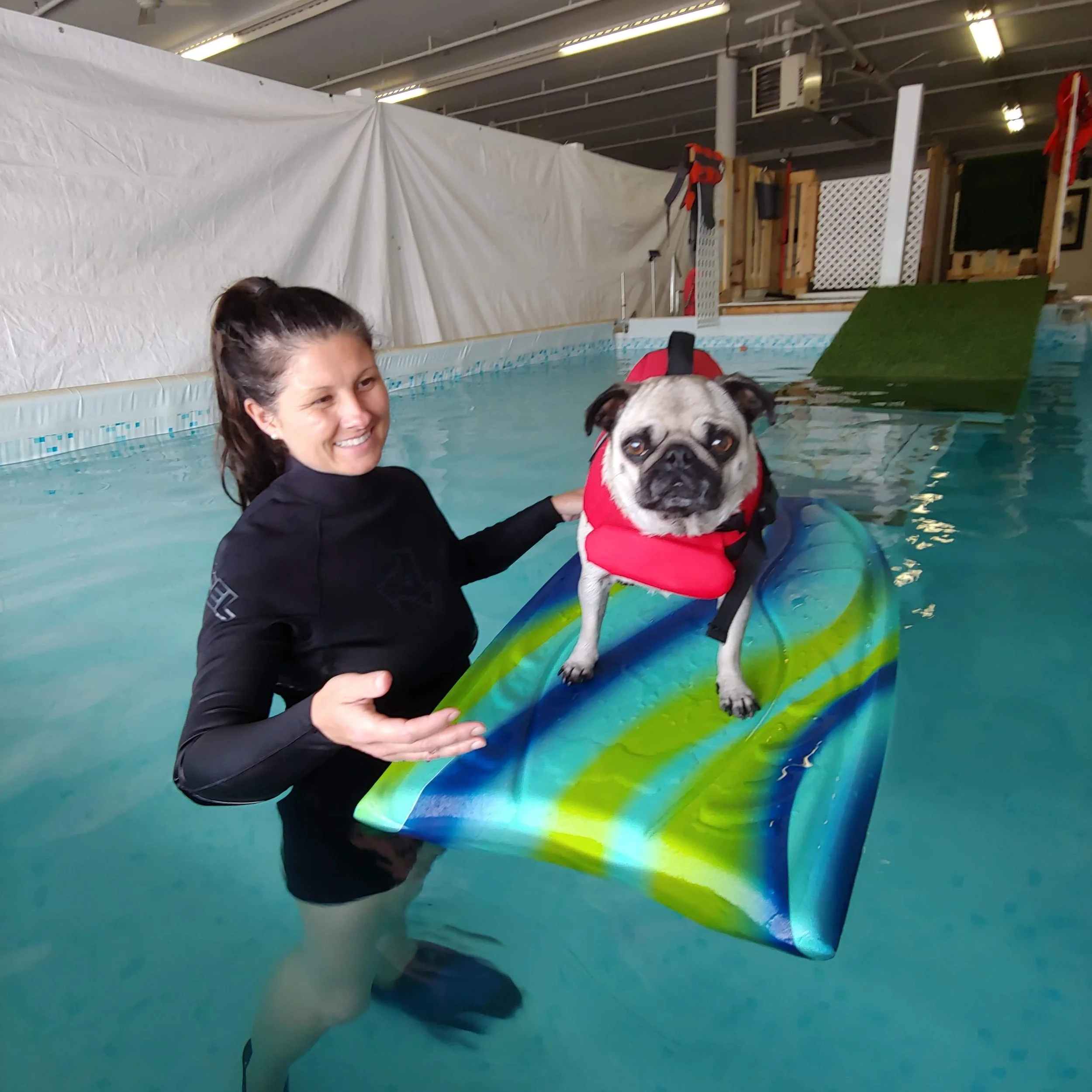 LV in pool with Luna.jpg