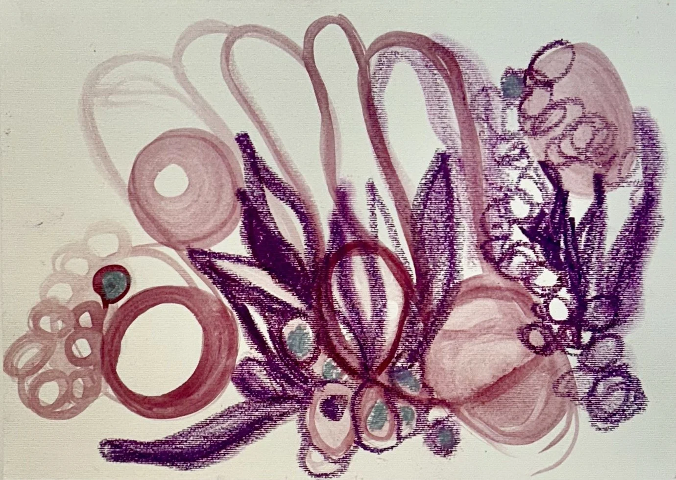  ISABEL MANINI. Corpo Mineral Atomix 9, 2025 . Aquarela e pastel a óleo sobre papel, 38 X 56 cm 