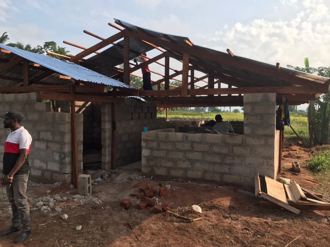 Building is underway for a facility for raising chickens &amp; pigs