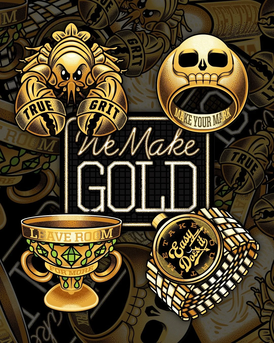 I WANT THE GOLD
Earlier this year, I started a little creative exercise that turned into a bit of a challenge. I wanted to make a series of objects I could illustrate, but everything I came up with felt too forced or like I was trying too hard. After