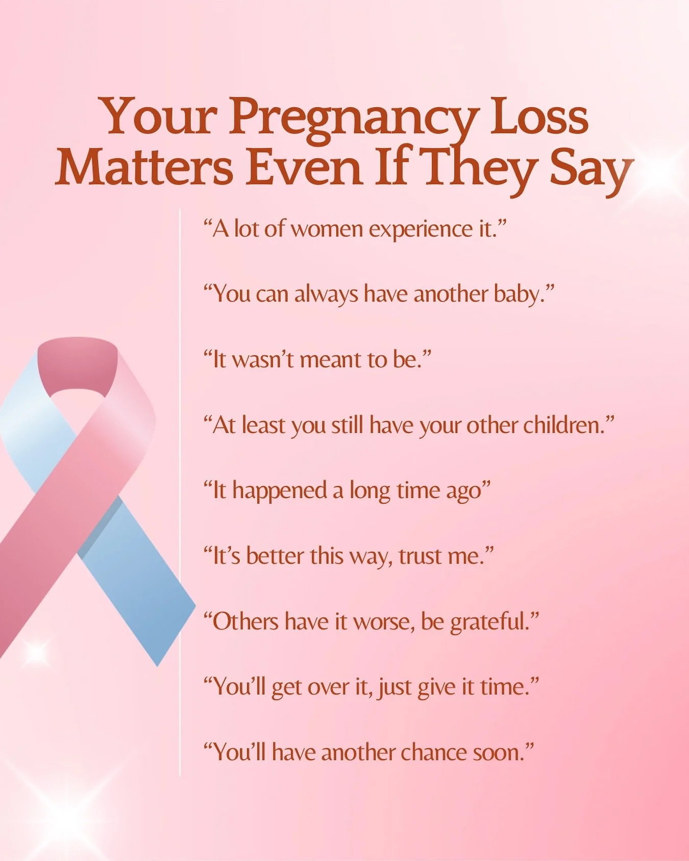 Your pregnancy and infant loss matters, no matter the stage, no matter what anyone says. 

Grief isn&rsquo;t a competition, and there&rsquo;s no &ldquo;right&rdquo; way to feel. Every heartbeat that was yours to love deserves acknowledgment.

#pregna