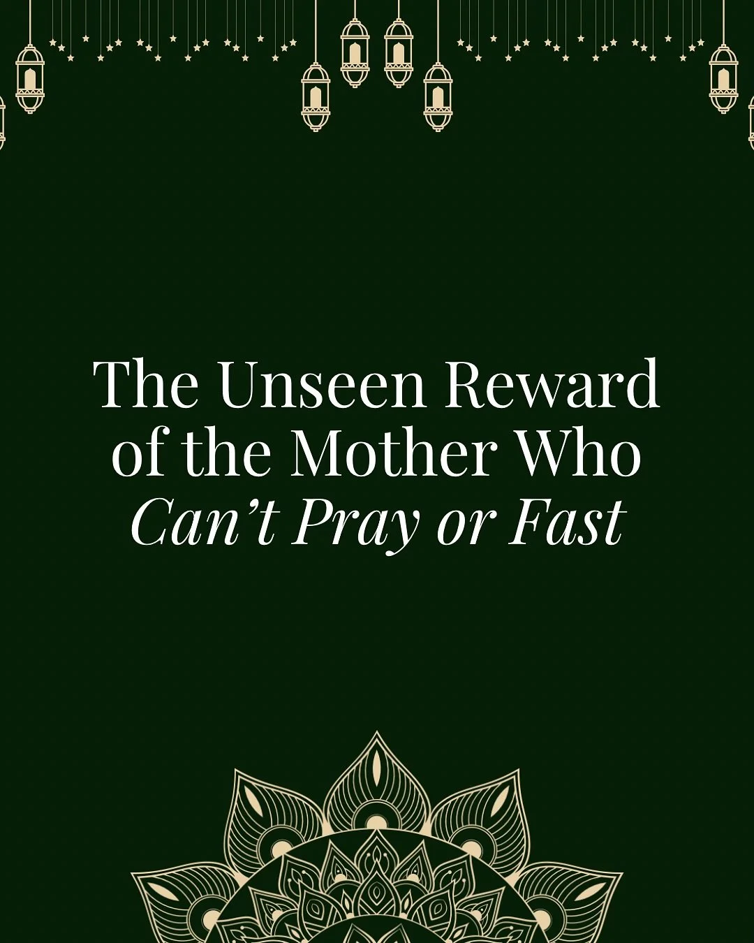Some worship is silent.
Some reward is unseen.
And some mercy is written especially for mothers.

Allah sees you. 

If confusion or uncertainty remains, turn to those grounded in Islamic knowledge. Consulting reliable scholars helps ensure that your 