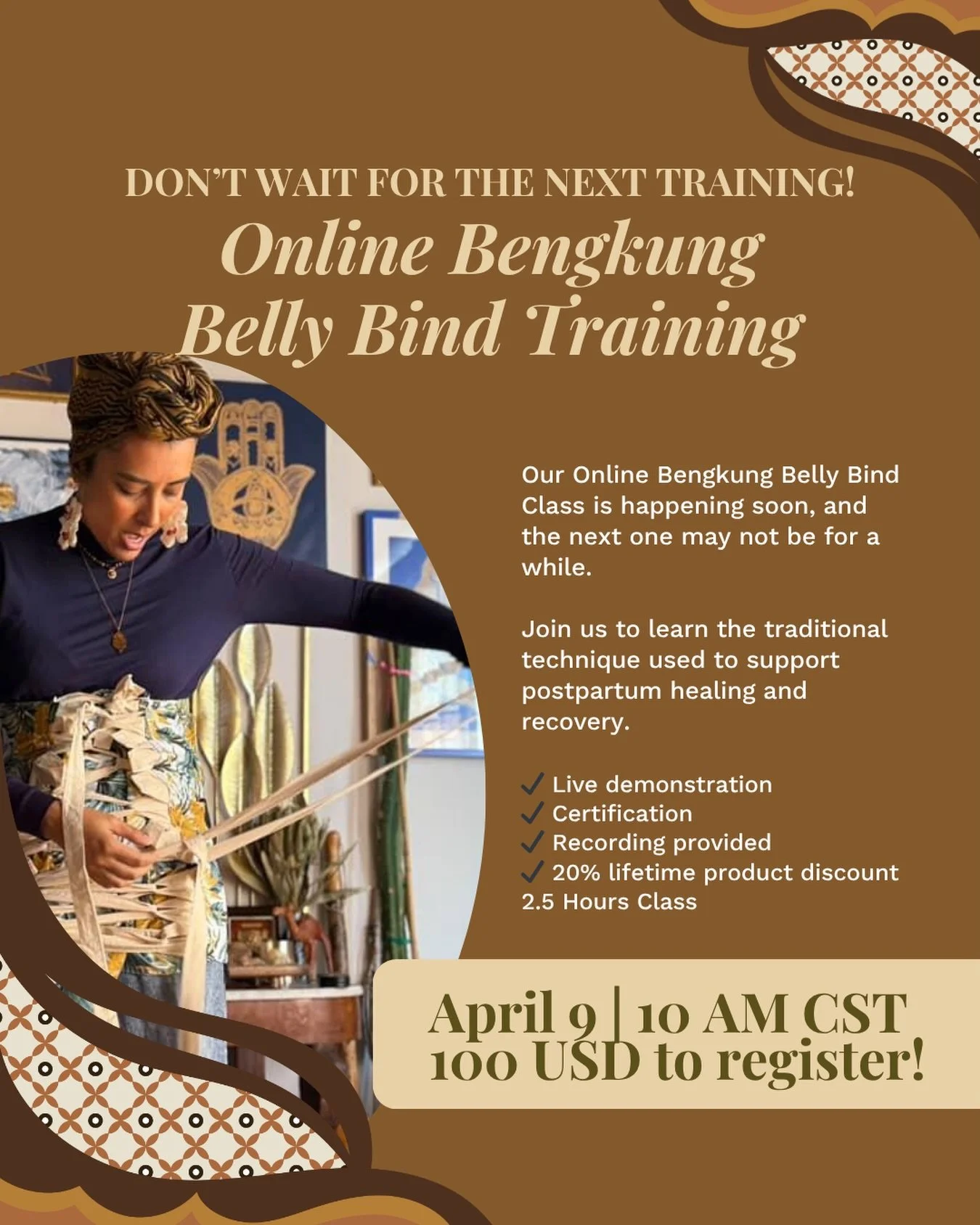 We&rsquo;re opening our Virtual Bengkung Belly Bind Class to everyone, wherever you are 🌍

Busy schedule or different time zone? No worries, you&rsquo;ll still get access to the full class recording if you can&rsquo;t attend live. All the details ar