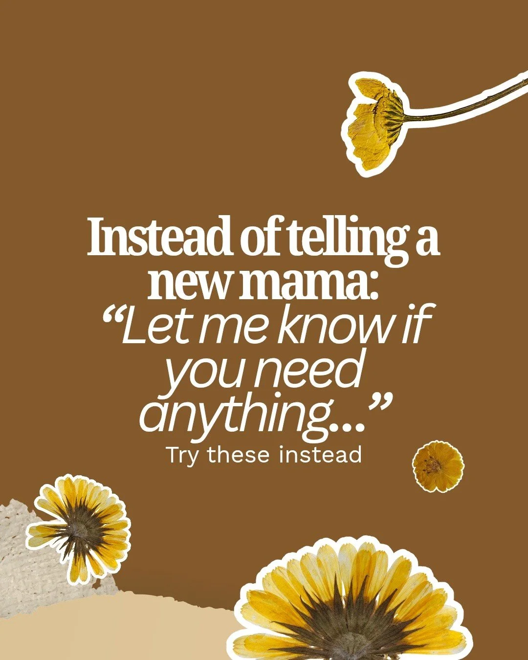 "Let me know if you need anything" comes from a good place. But new mamas often need support that's already in motion. 🤍

Small, specific acts of care can make all the difference.