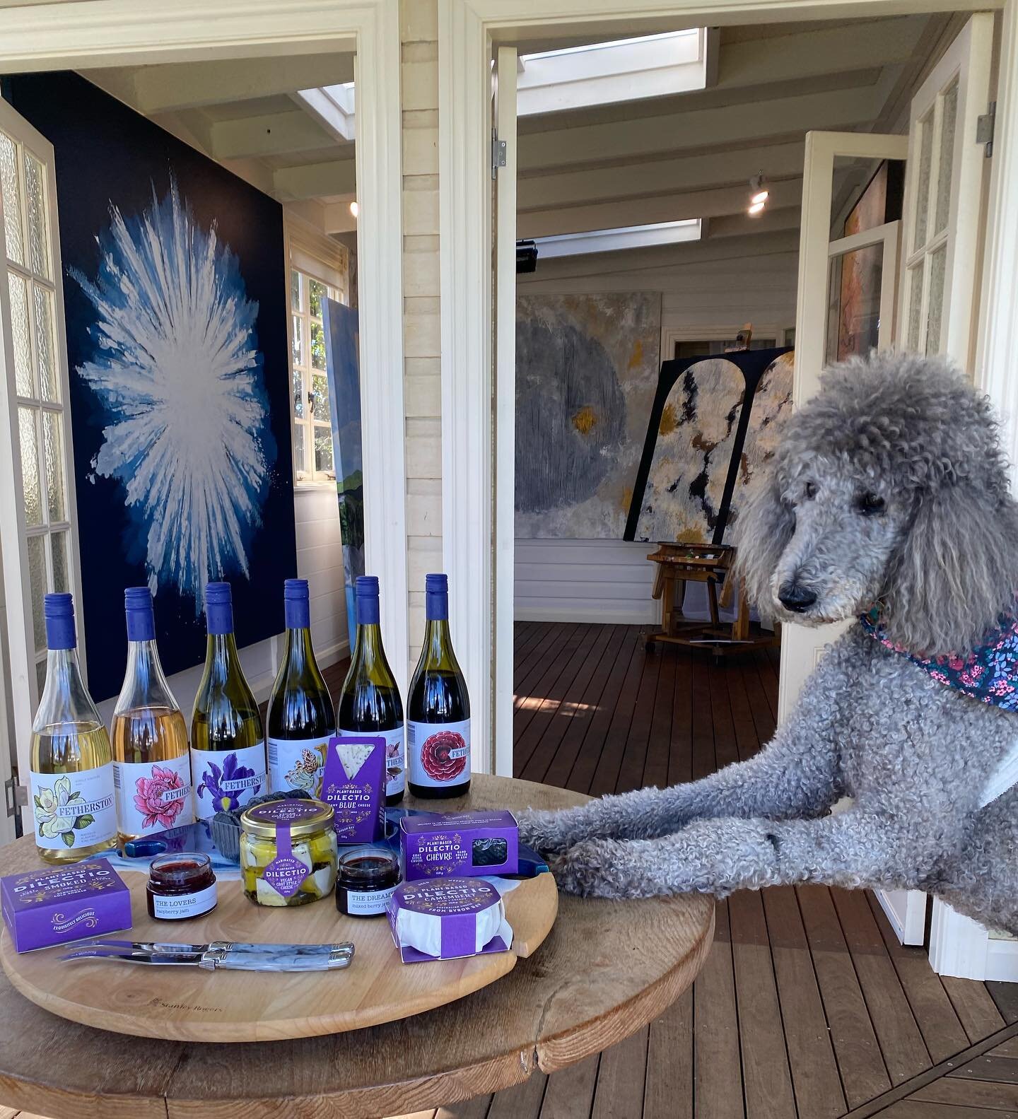 Roxy (my faithful companion) approved the array of complimentary Wine by @fetherstonvintners and Cheese supplied by @dilectiogourmet that we were offered for our recent Gallery launch here at @grand_pacific_house #newrybar that coincided alongside th