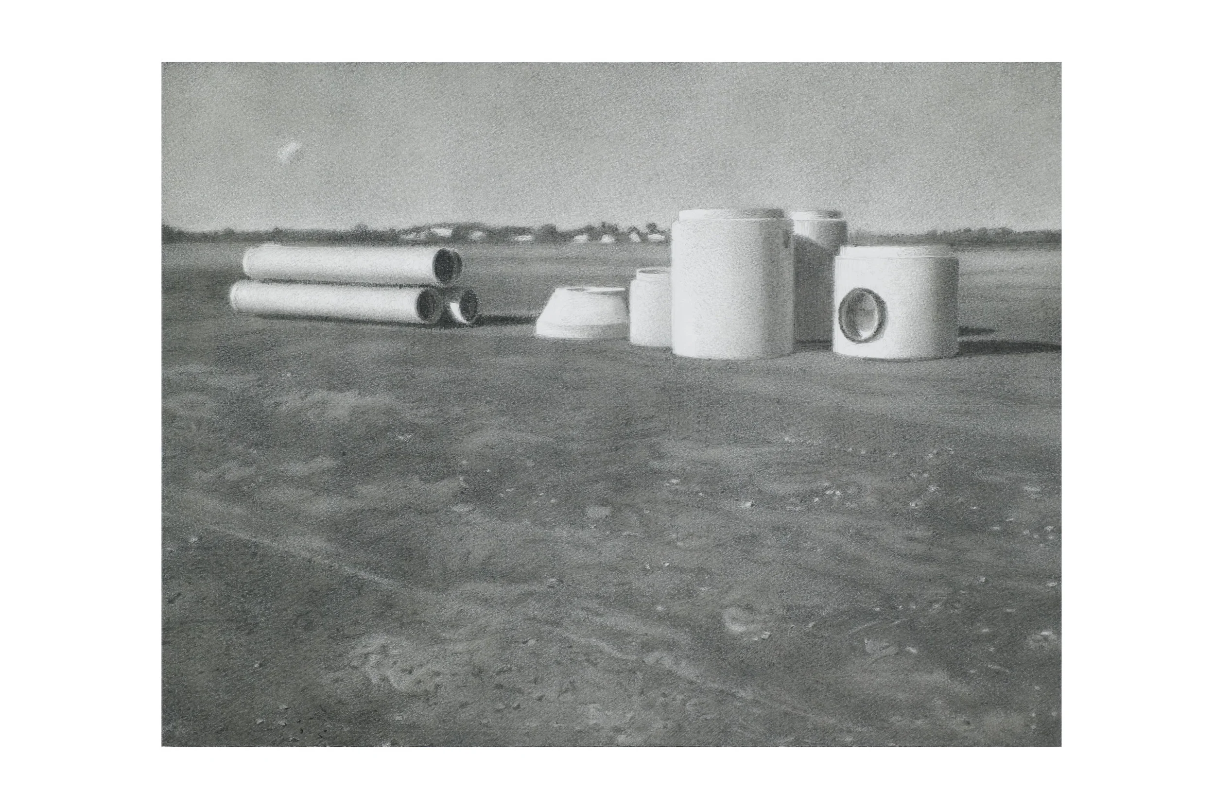 Pipe and Manholes graphite on panel 12"x 16" 2009